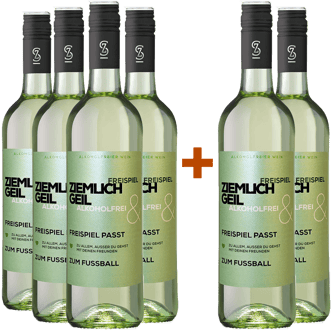 4+2 Paket FREISPIEL alkoholfreier Wein "Ziemlich Geil" Weiß
