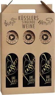 2024 Singender Wein mit dem Küssler-Song im 3er-Geschenkkarton weiß