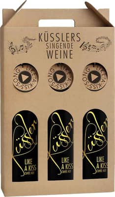 2024 Singender Wein mit dem Küssler-Song im 3er-Geschenkkarton weiß