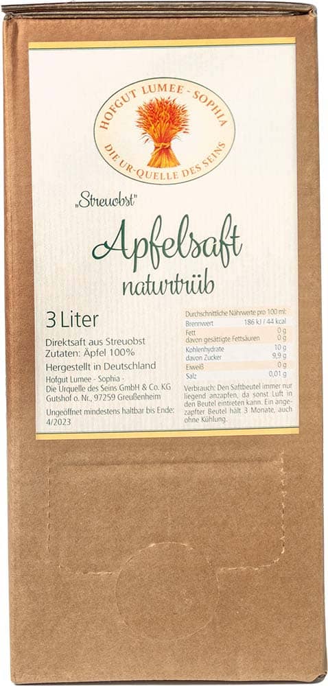Apfelsaft naturtrüb BiB BIO 3,0 L