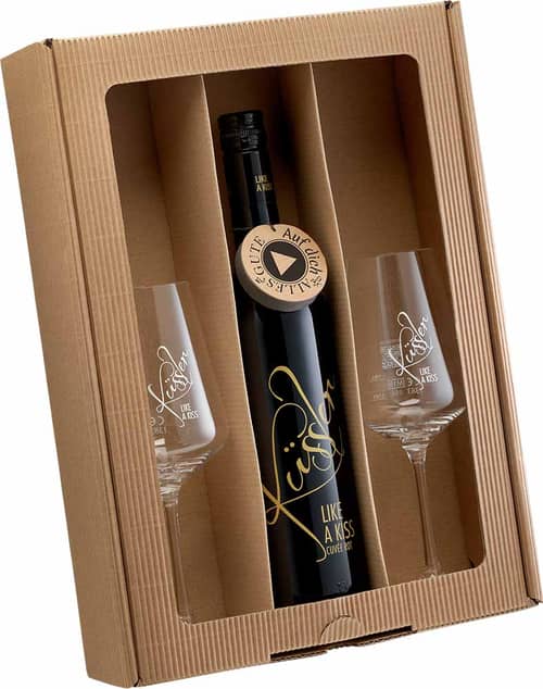 2024 Singender Geburtstagswein mit zwei Küssler-Gläsern rot