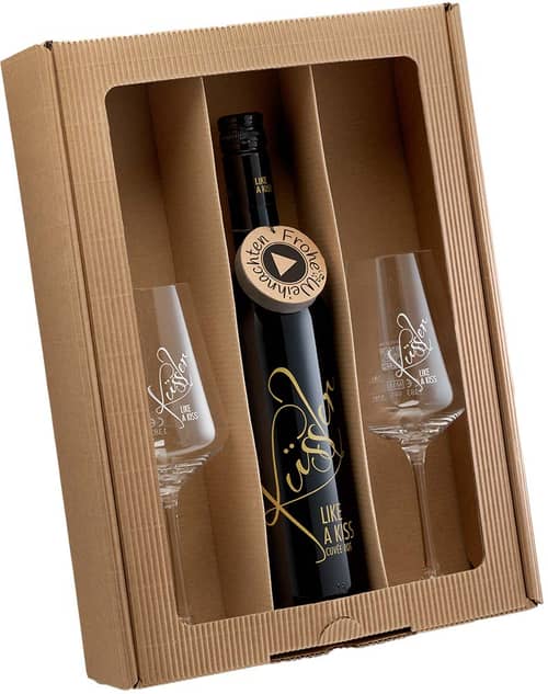 2024 Singender Weihnachtswein mit zwei Küssler-Gläsern rot